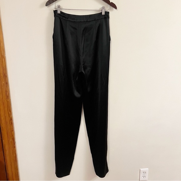 Cinq a Sept Alexi Black Satin Pants Size 4 Straight Leg High Rise Side Zip - Picture 7 of 15